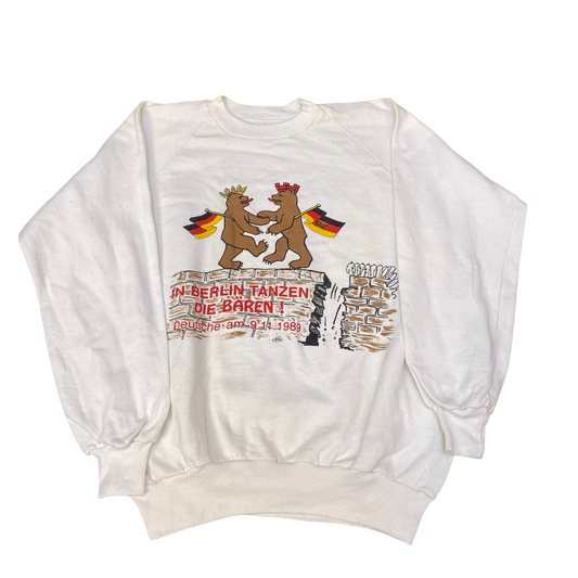 Sweatshirt Womens Large White In Berlin Tanzen Die Baren Graphic Crew Neck