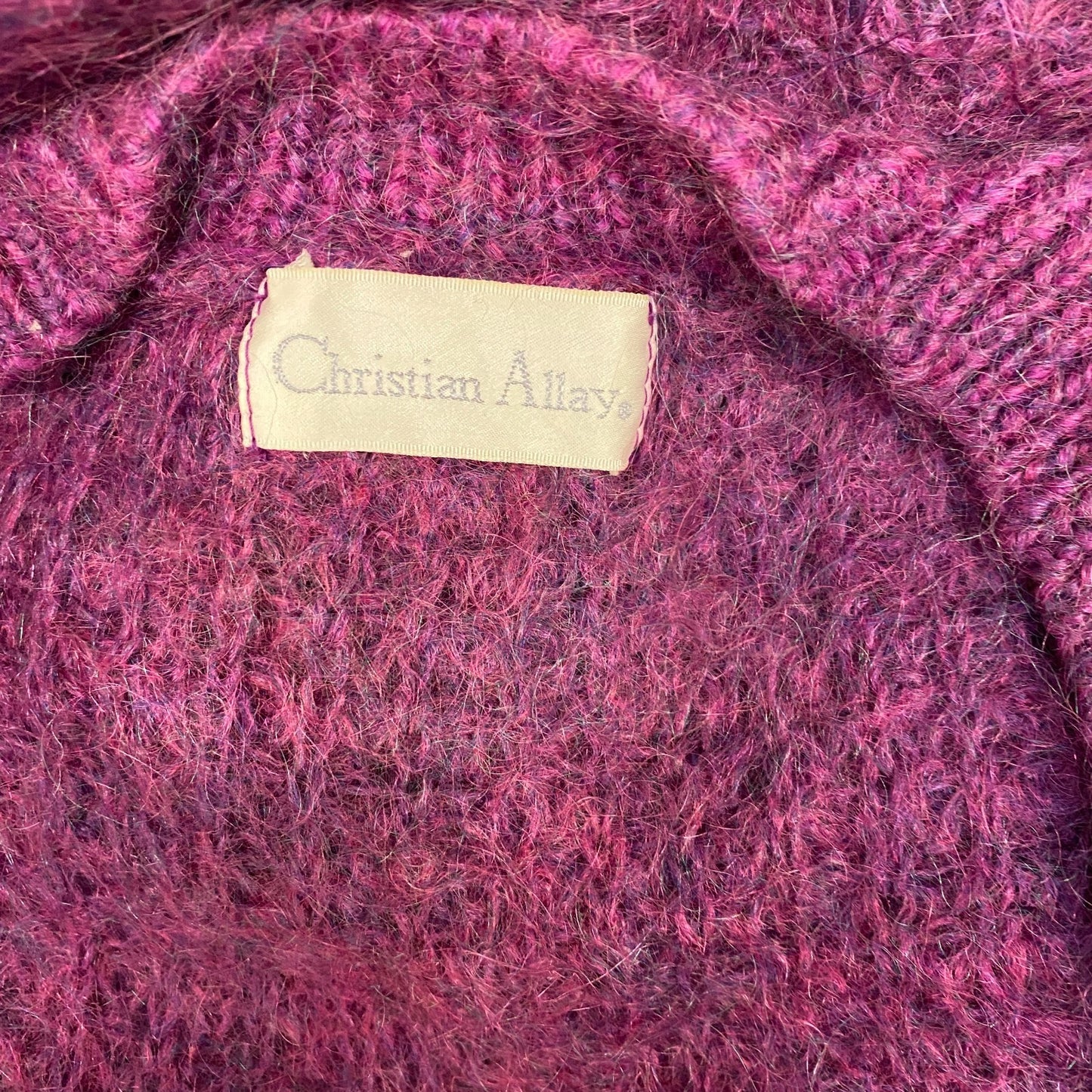 Christian Allay Cardigan Jumper Womens Large Magenta Mohair V Neck Button Front