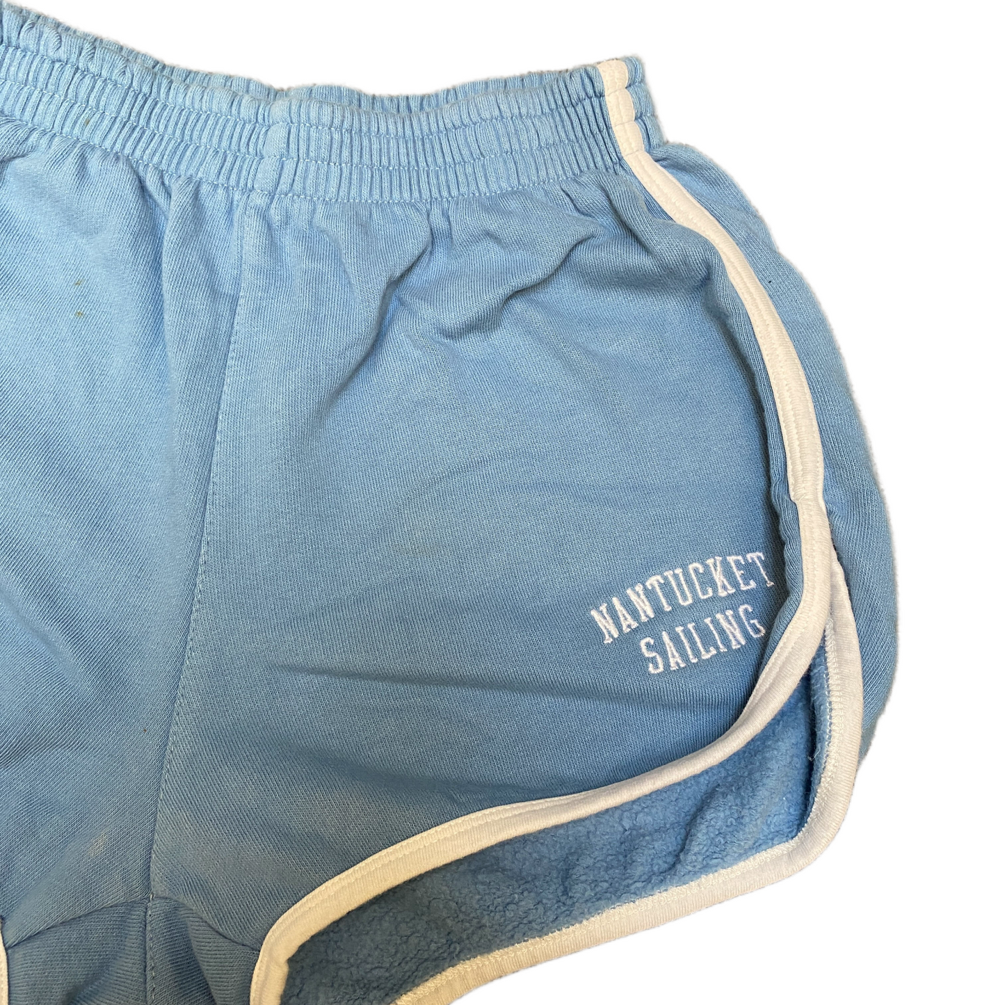 Running Sprinter Shorts Womens S 22" Waist Blue Athletic Gym Workout Dolphin Hem