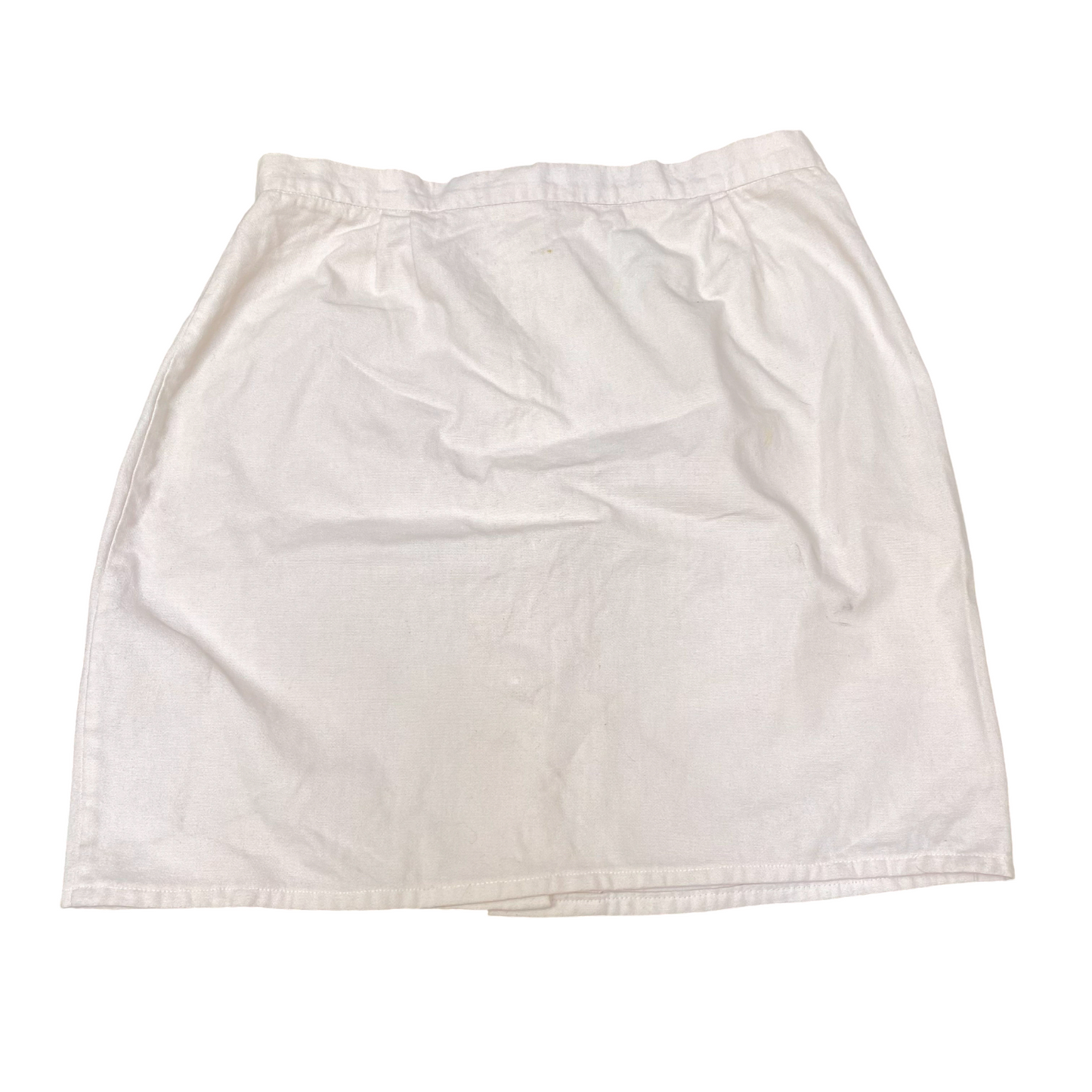 Pencil Mini Skirt Womens M White Solid Comfort Waist Button Front Outdoor