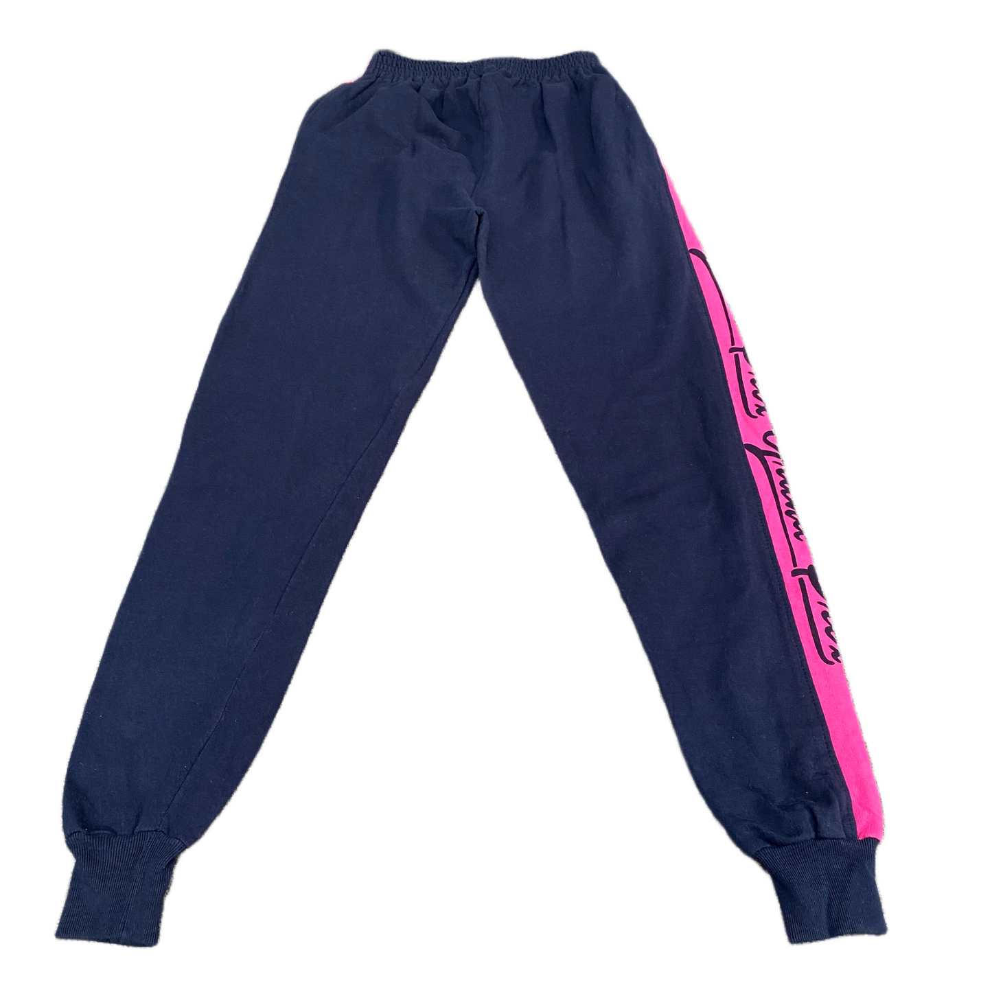 Grand Prix Jogger Pants Fits as Womens 24" Waist Navy Pink High Waisted Trousers