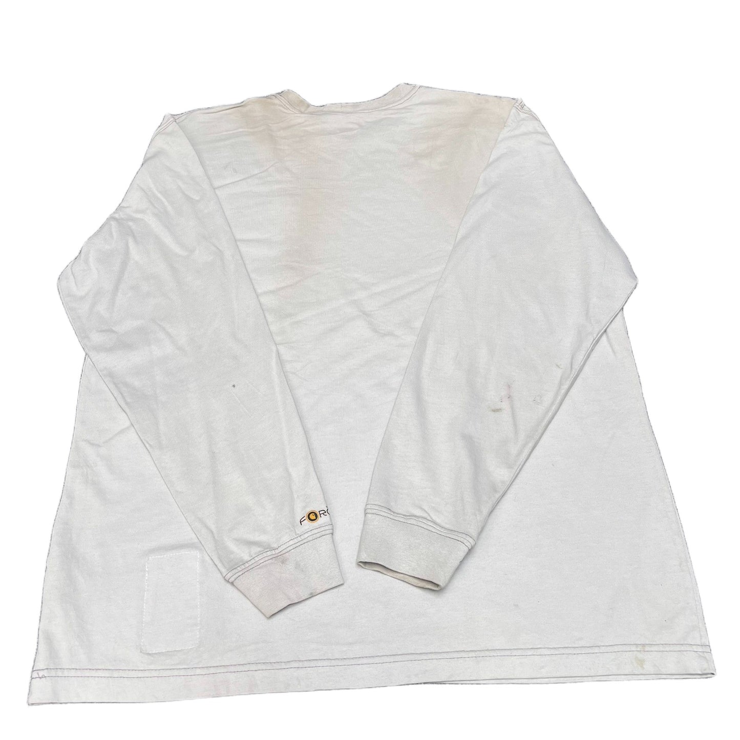 Carhartt FR Pocket T-Shirt Mens Large Cream Relaxed Fit Long Sleeve Workwear Tee