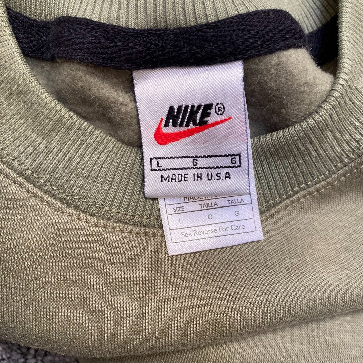 Nike Reworked Sweatshirt Mens L Green Heather Embroidered Long Sleeve Crew Neck