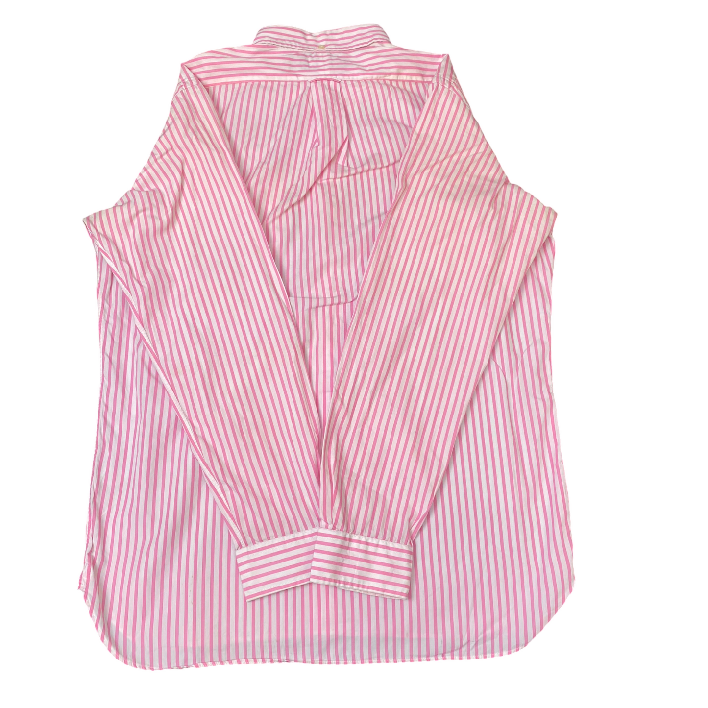 Ralph Lauren Shirt Mens L Pink White Striped Long Sleeve Embroidered Button Down