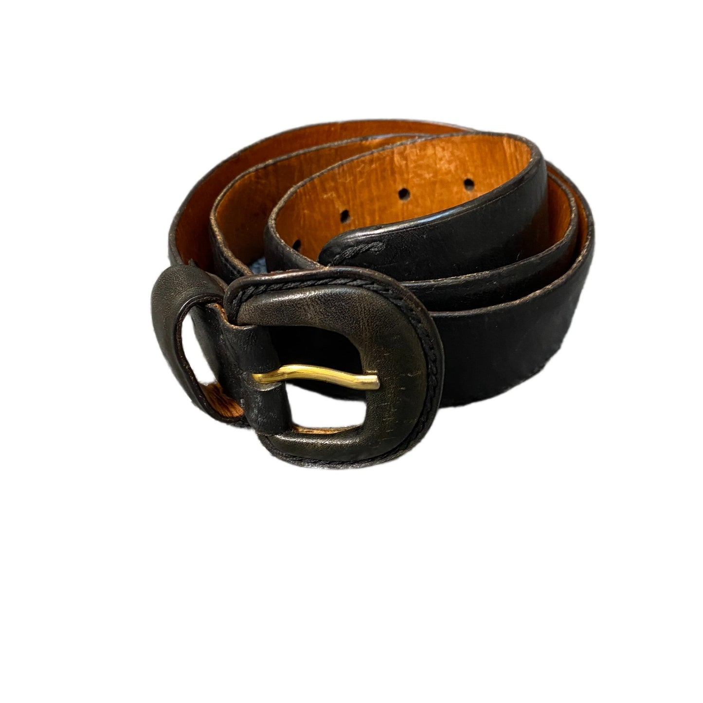 Brooksfield Waist Belt Mens Black Leather Covered Oval Pin Buckle 35 Inches