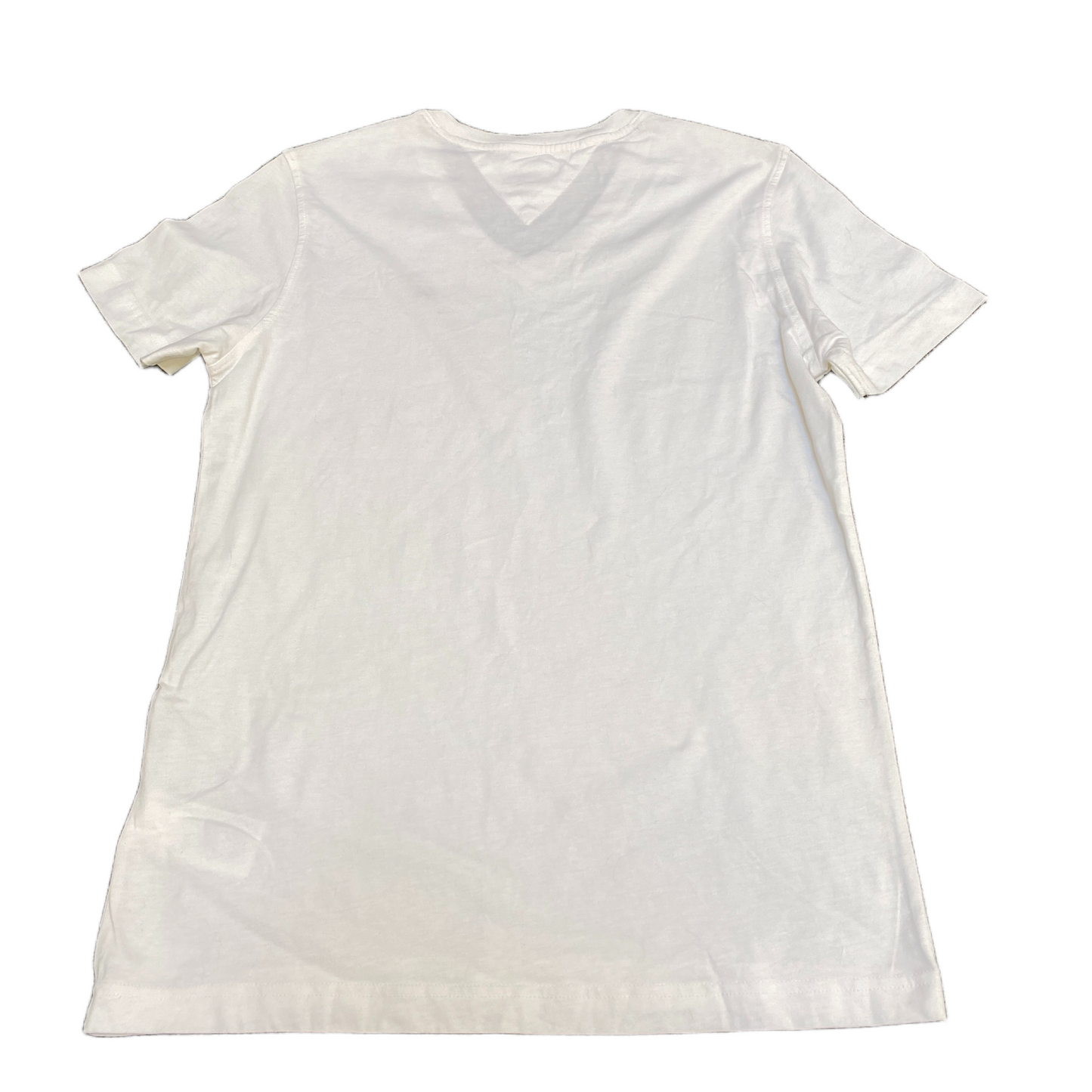Tommy Hilfiger Shirt Womens S White Solid Embroidered Logo V Neck Pullover Tee