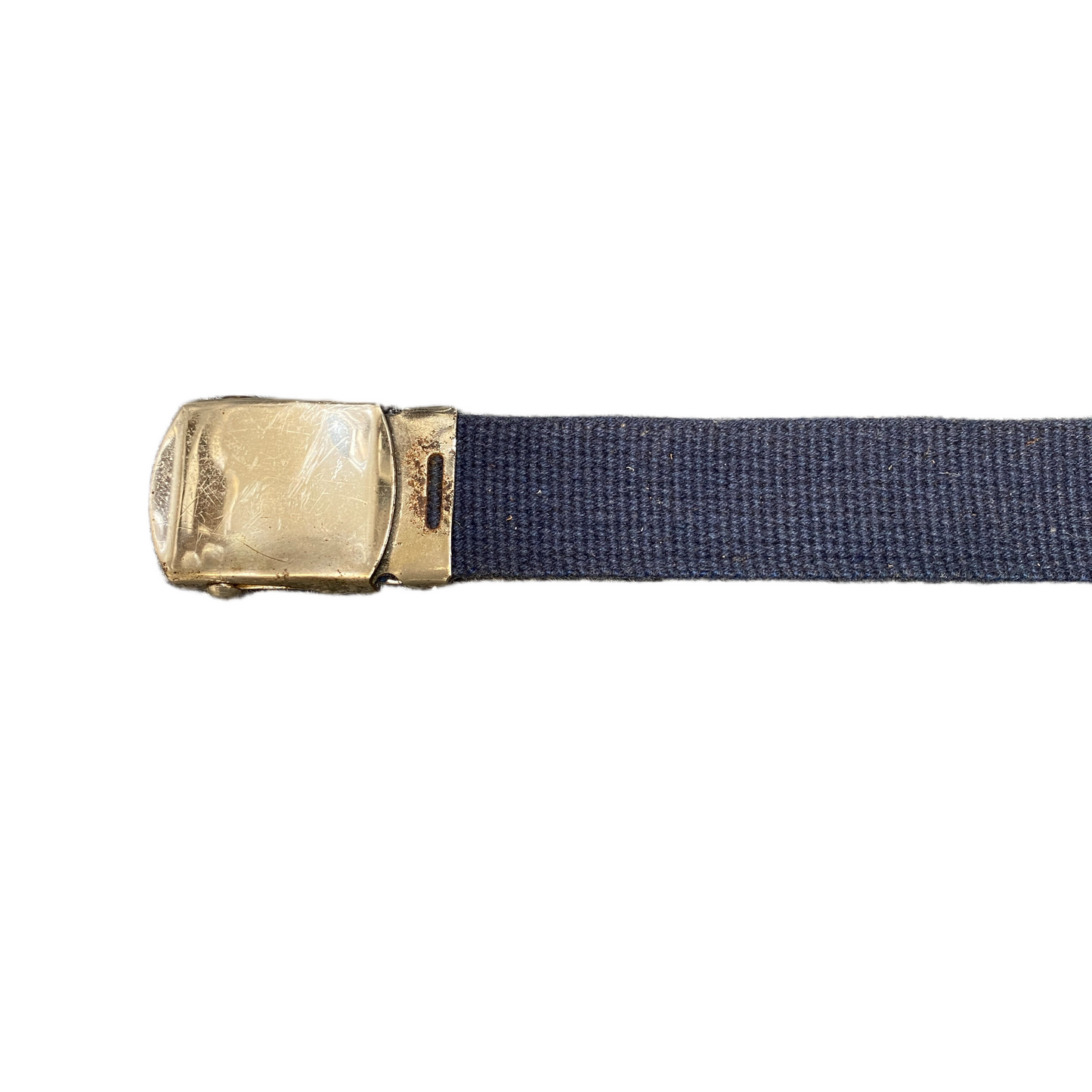 Mens Waist Belt Blue Canvas Adjustable Brass Flip-Closure Buckle Size 44 inches