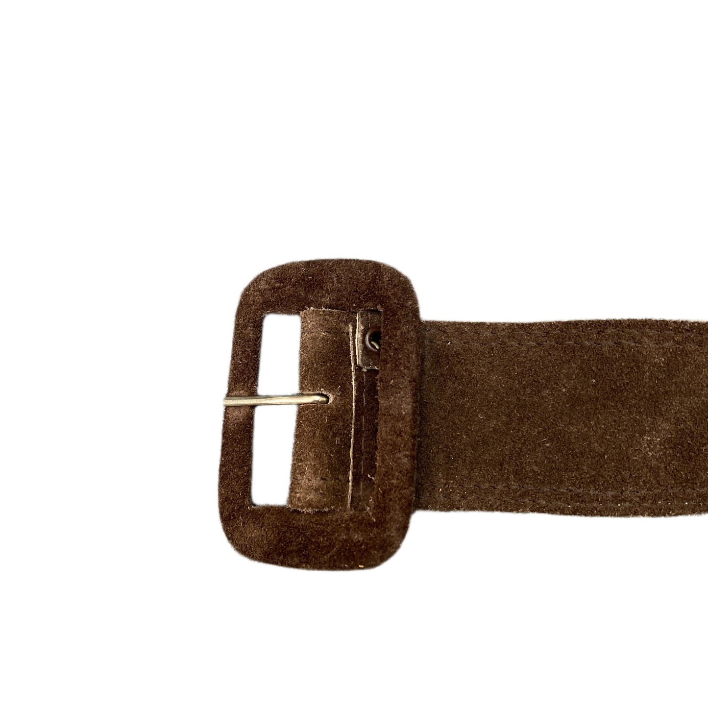 Vintage Waist Belt Mens Chocolate Brown Suede Adjustable Buckle 43 Inches