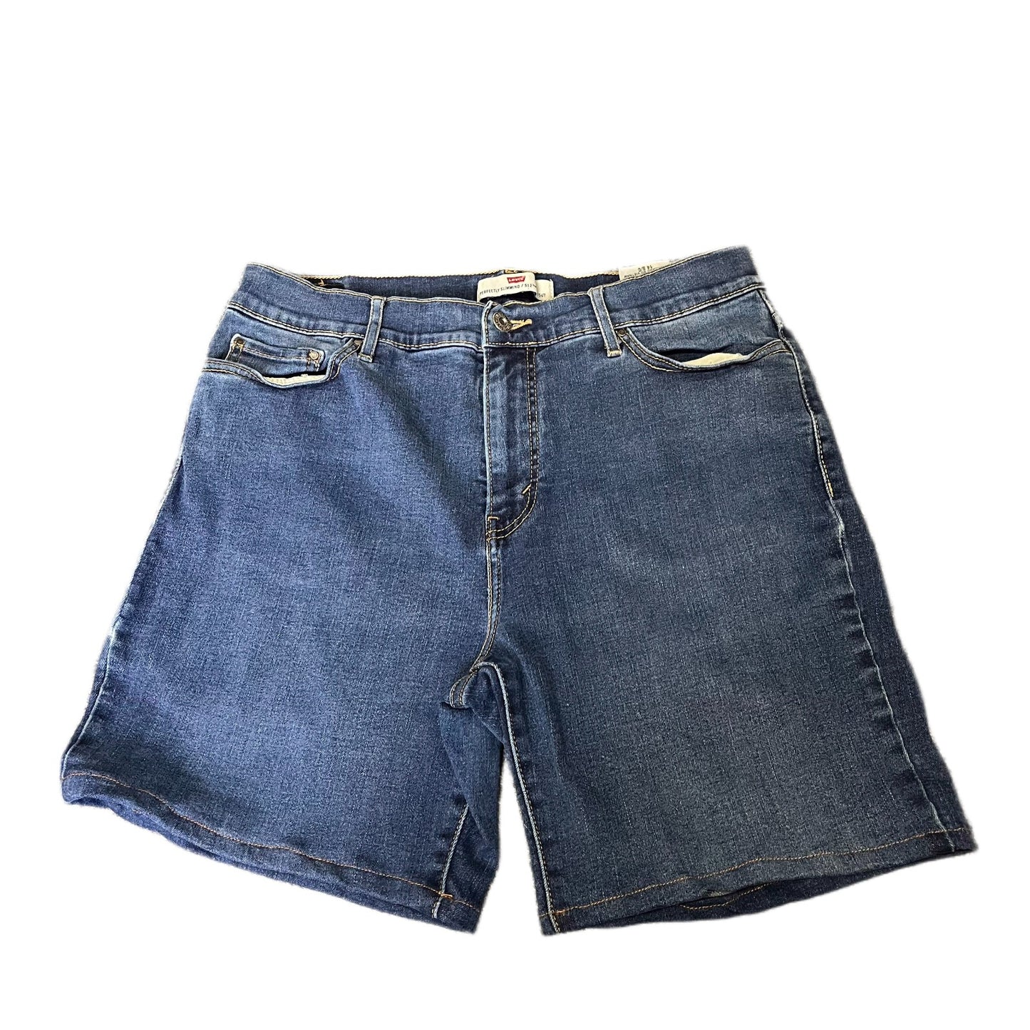 Levi's 512 Perfectly Slimming Jean Shorts Fits as Womens L 32" Waist Blue Denim