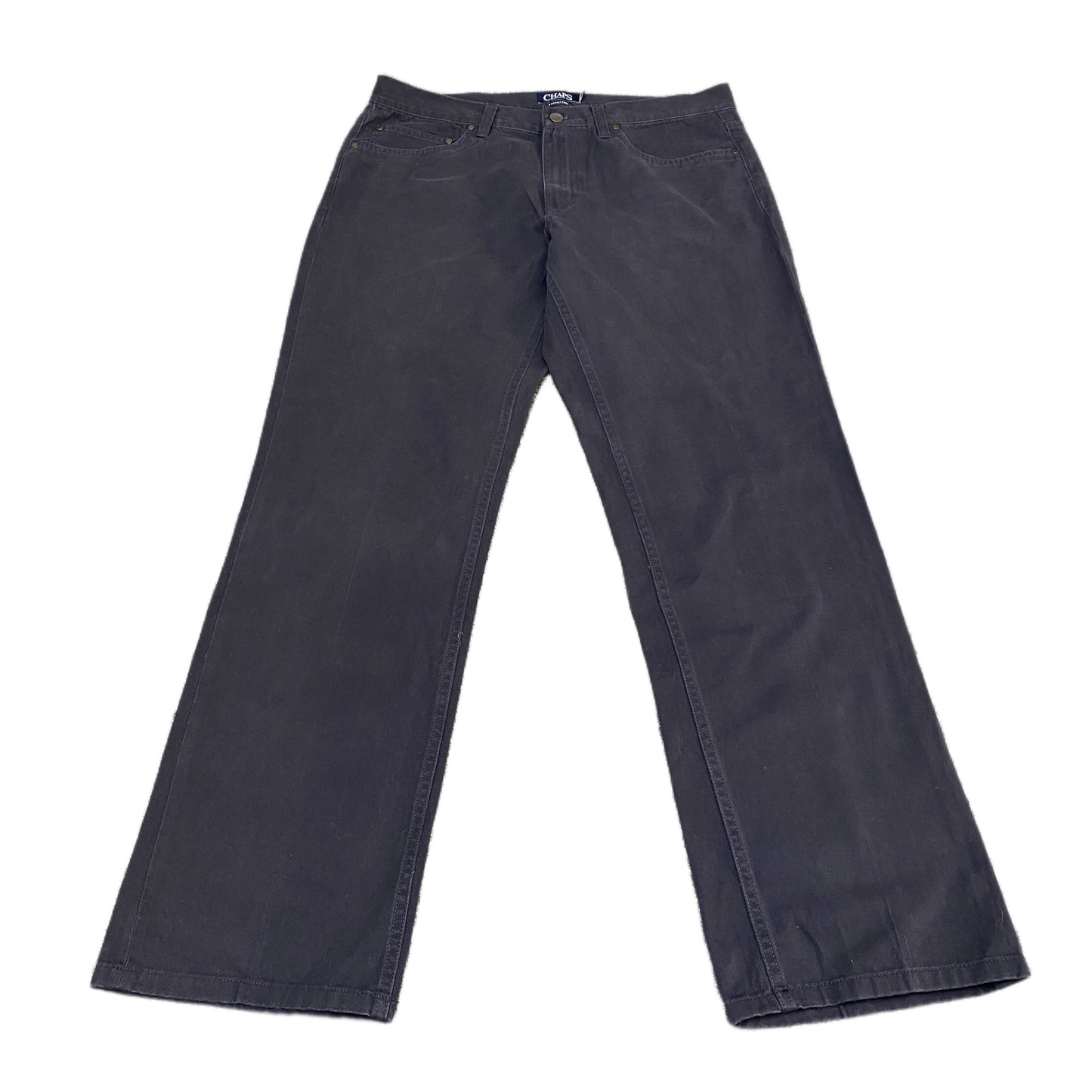 Chaps Jeans Fits as Mens 34" Waist Black Dark Wash Twill 5-Pockets Straight Leg
