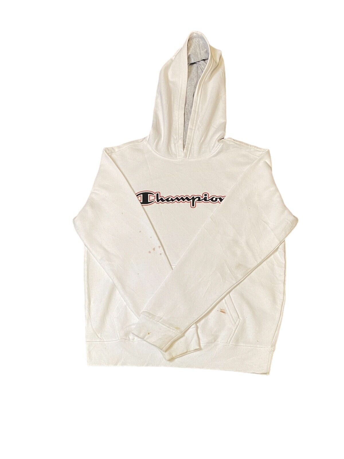 Champion Athleticwear Hoodie Men's XL White Spell Out Logo Drawstring Pullover