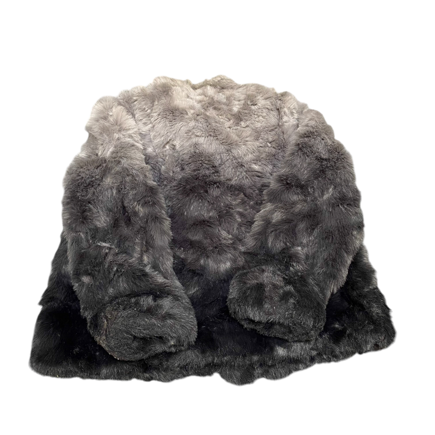 Incognita Faux Fur Jacket Womens Large Grey Dip Dye Lined Long Sleeve Open Front