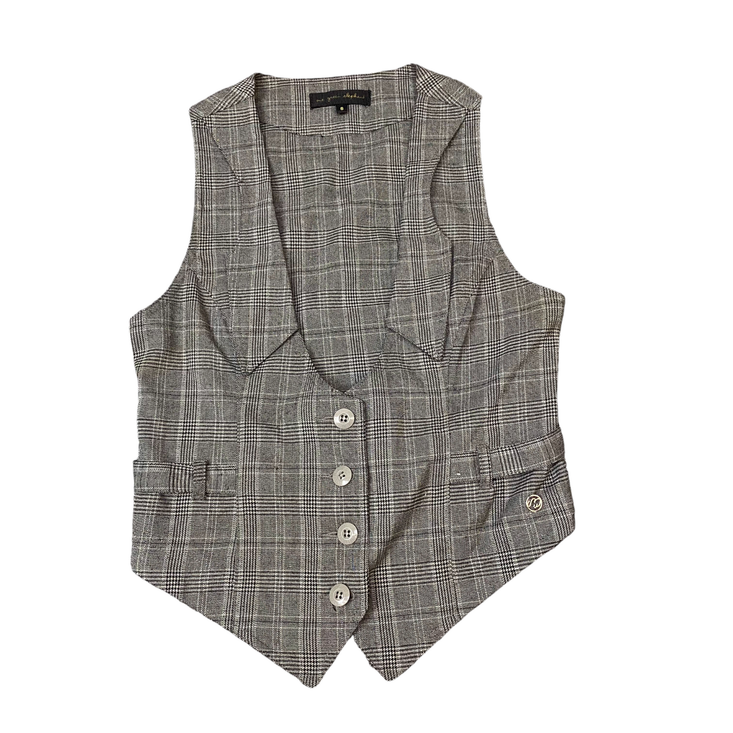 Vest Womens S Grey Palid Sleeveless V-Neck Business Formal Outdoor Button Front