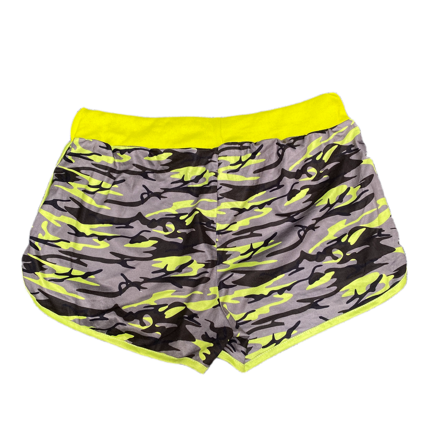 Running Sprinter Shorts Womens M 28" Waist Multi Camo Athletic Gym Dolphin Hem