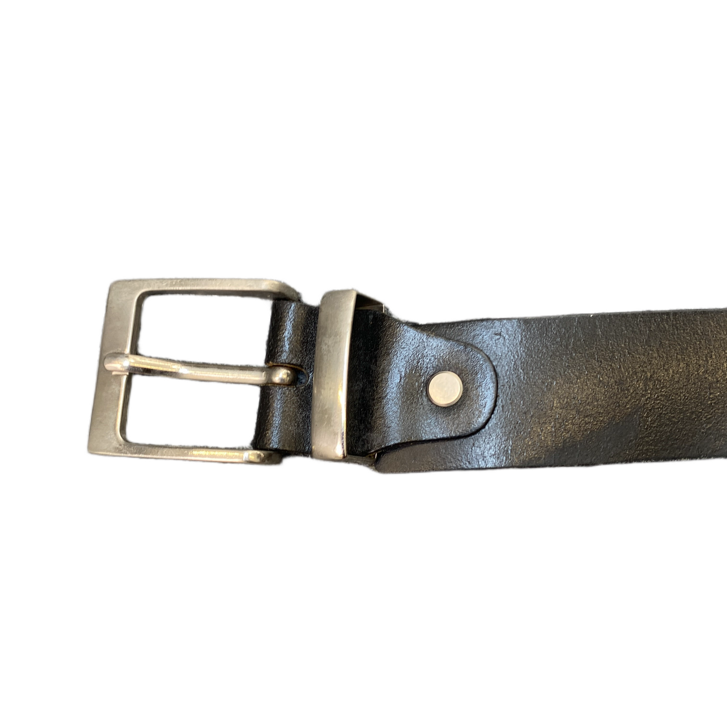 Waist Belt Mens Black Leather Adjustable Stainless Steel Pin Buckle 41 inches