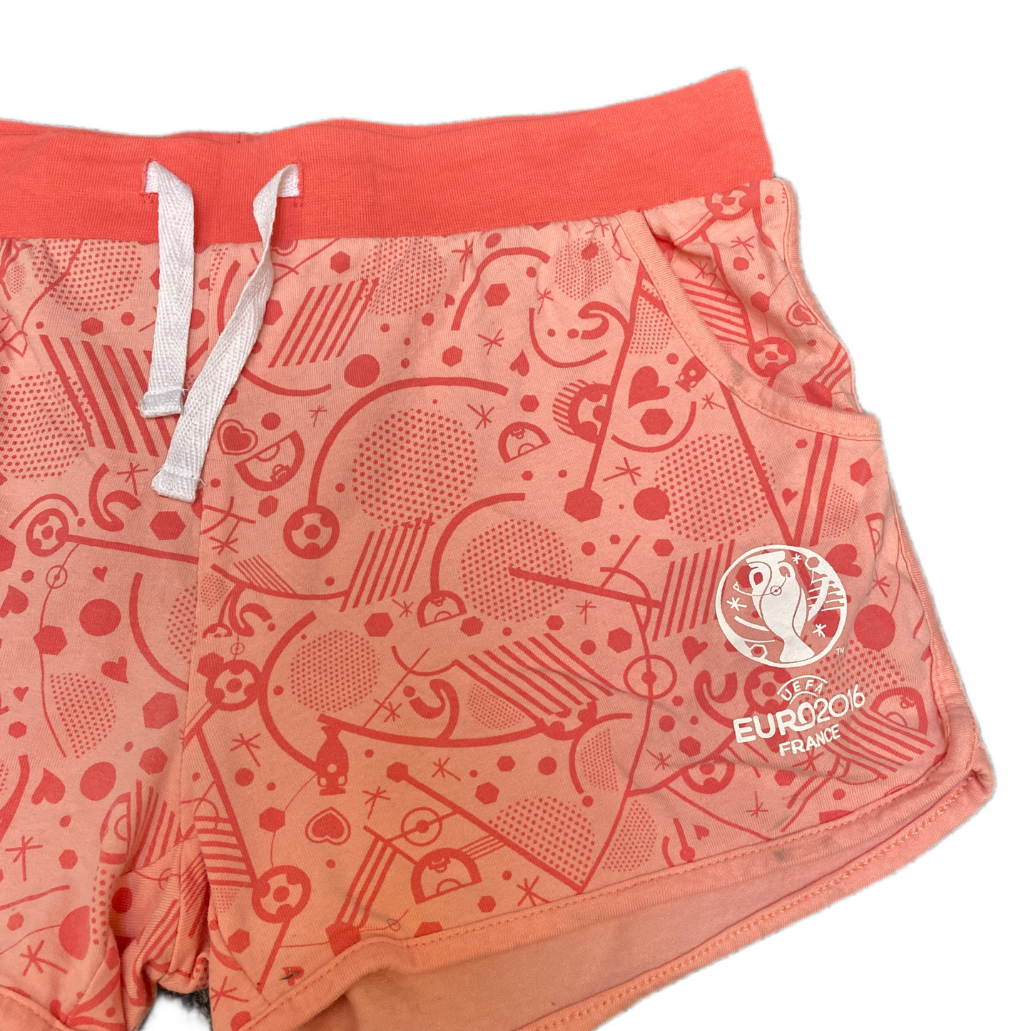 UEFA Euro 2016 France Running Sprinter Shorts Girls M 28" Waist Pink Drawstring