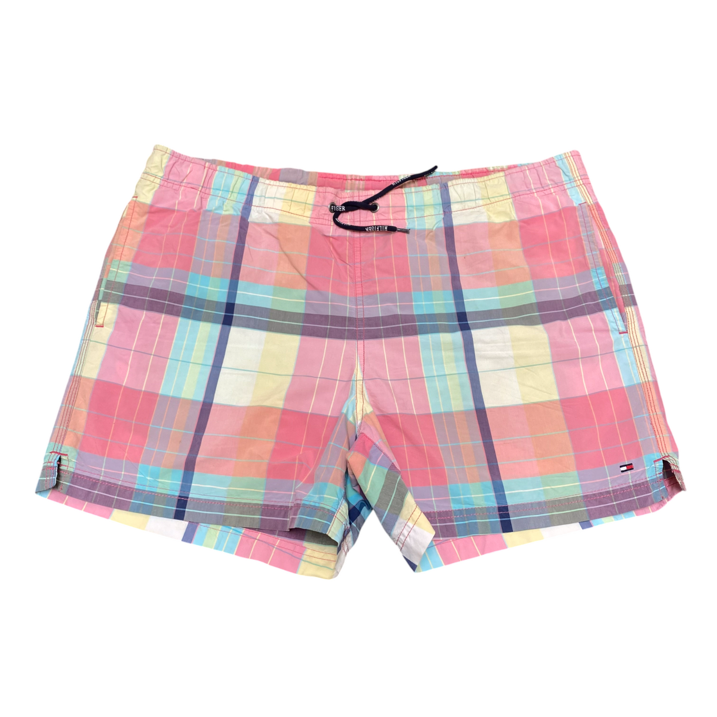 Tommy Hilfiger Swim Shorts Mens M Multicoloured Madras Check Stretch Drawstring