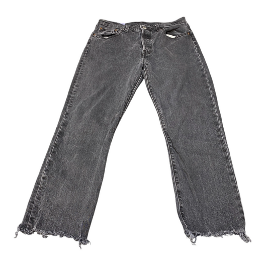 Levi's 501 Jeans Mens 30" Waist Grey Denim Premium Streetwear Flat Front Raw Hem