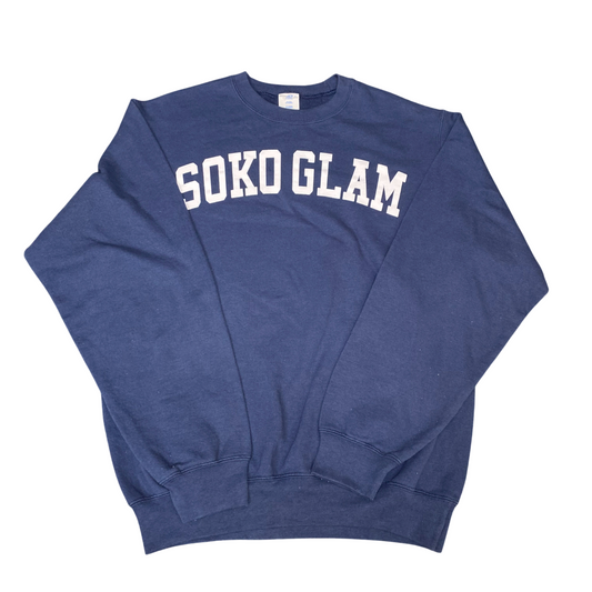 Port & Company Sweatshirt Mens Medium Blue Soko Glam Graphic Crew Neck Pullover