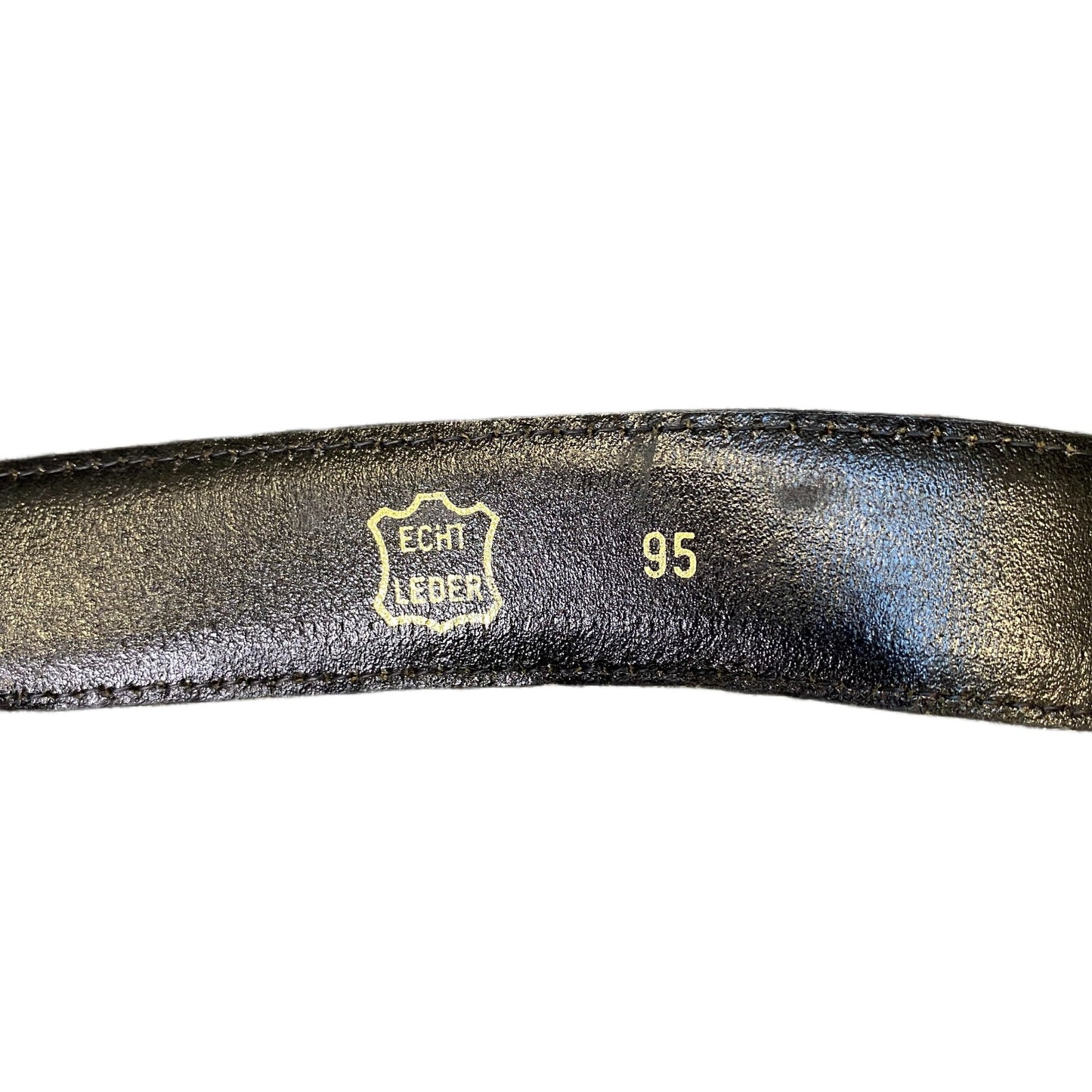 Vintage Waist Belt Men Brown Handmade Leather Gold Tone Buckle 42.5 inches