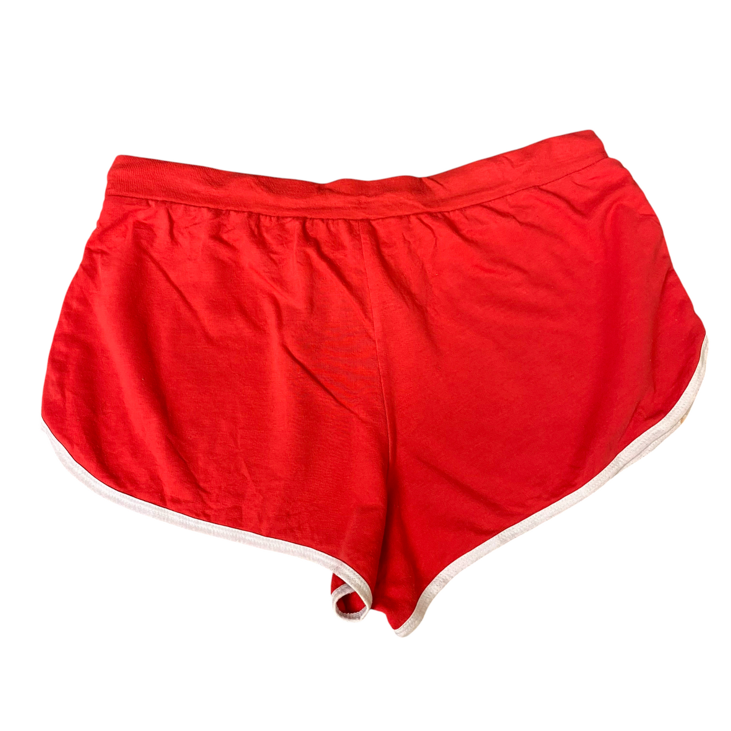 Running Sprinter Shorts Womens Large Red Stretch Athletic Workout Dolphin Hem