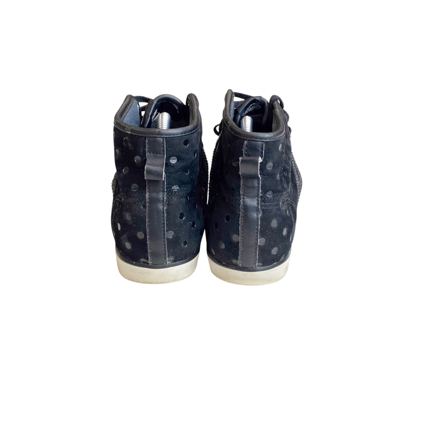 Adidas Sleek Series High-top Sneakers Mens UK 6 Black White Perforated Upper