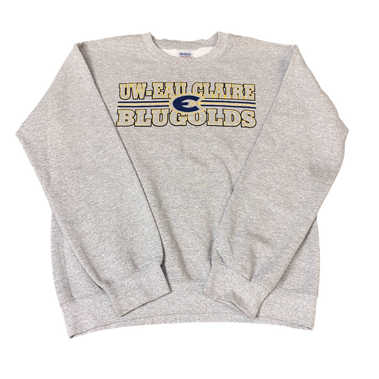 Gildan Wisconsin–Eau Claire Blugolds Sweatshirt Mens S Gray Long Sleeve Crewneck