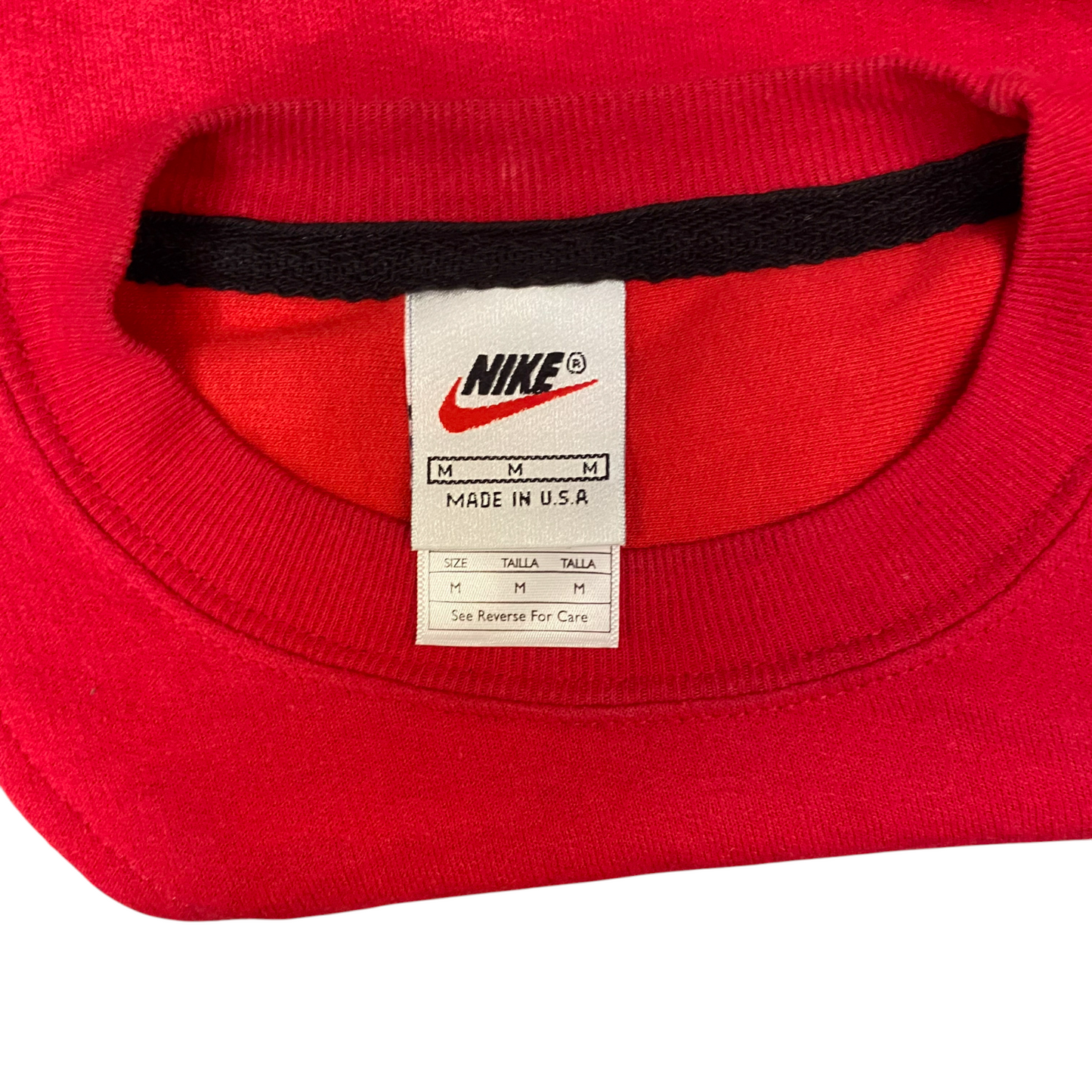 Nike Reworked Sweatshirt Mens M Red Grey Embroidered Spellout Logo Vintage Y2K