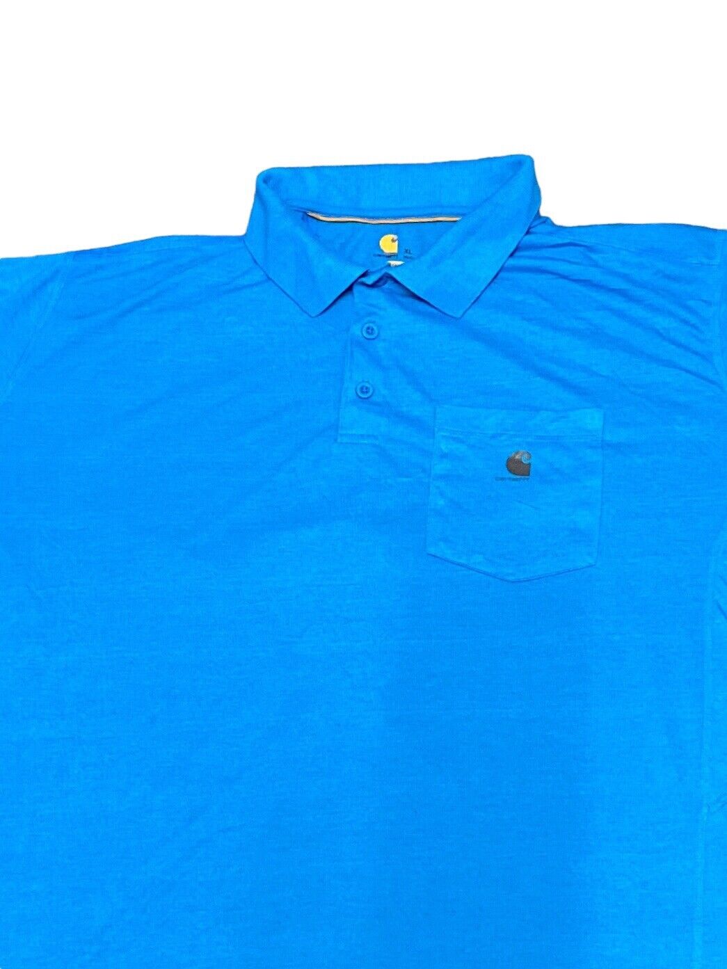 Carhartt Polo Shirt Buttoned Solid Blue Mens XL Chest Logo