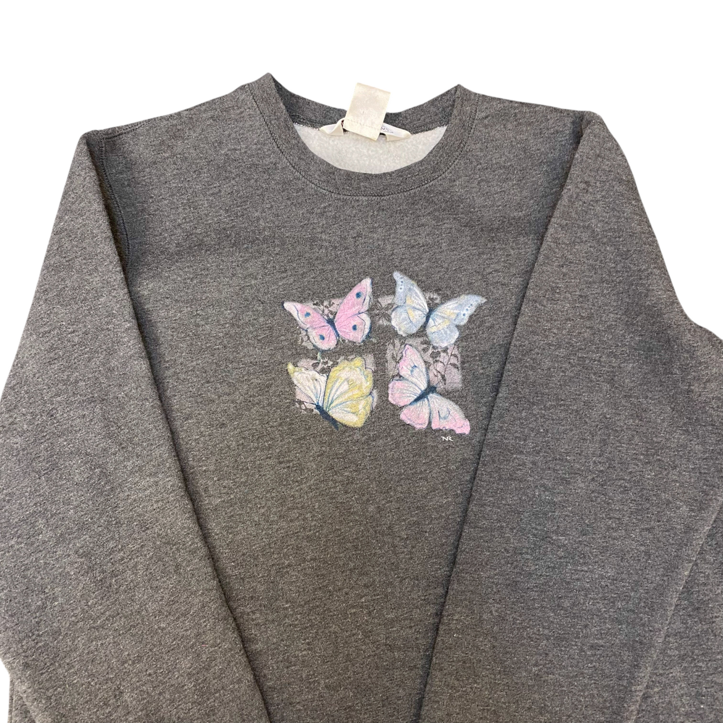 Nothern Reflections Sweatshirt Womens Small Grey Butterfly Print Crew Neck