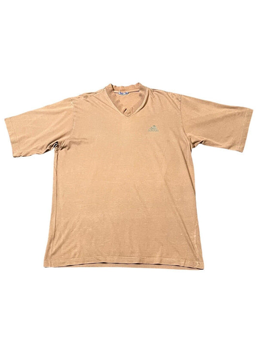 Adidas T-Shirt V-Neck Brown Men’s M Chest Logo