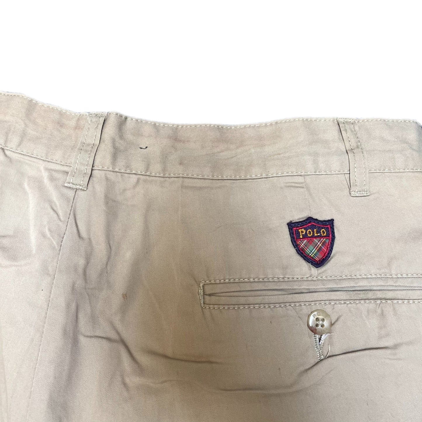 Polo Ralph Lauren Golf Bermuda Shorts Fits as Mens Large 33" Waist Beige Pleated