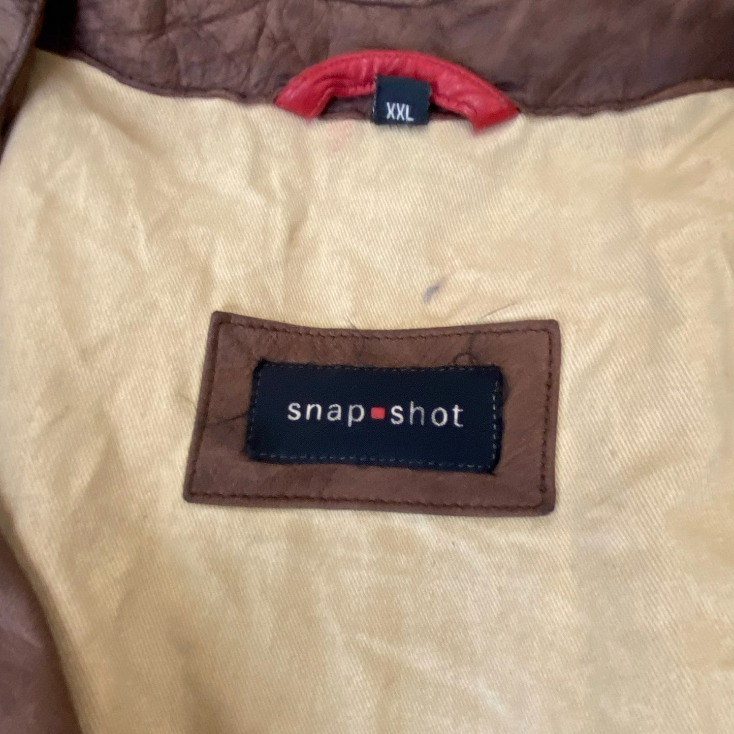 Snap Shot Blazer Jacket Men XXL Brown Leather Pocket Single Breasted Notch Lapel