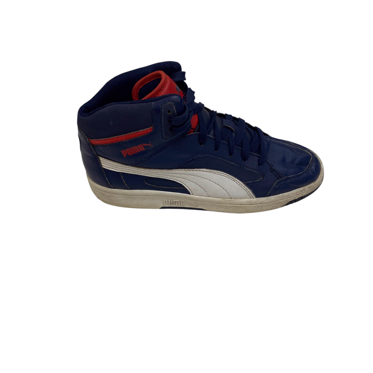 Puma Rebound Layup Mid Sneaker Kids UK Sz 5 Navy White Synthetic Leather Lace Up