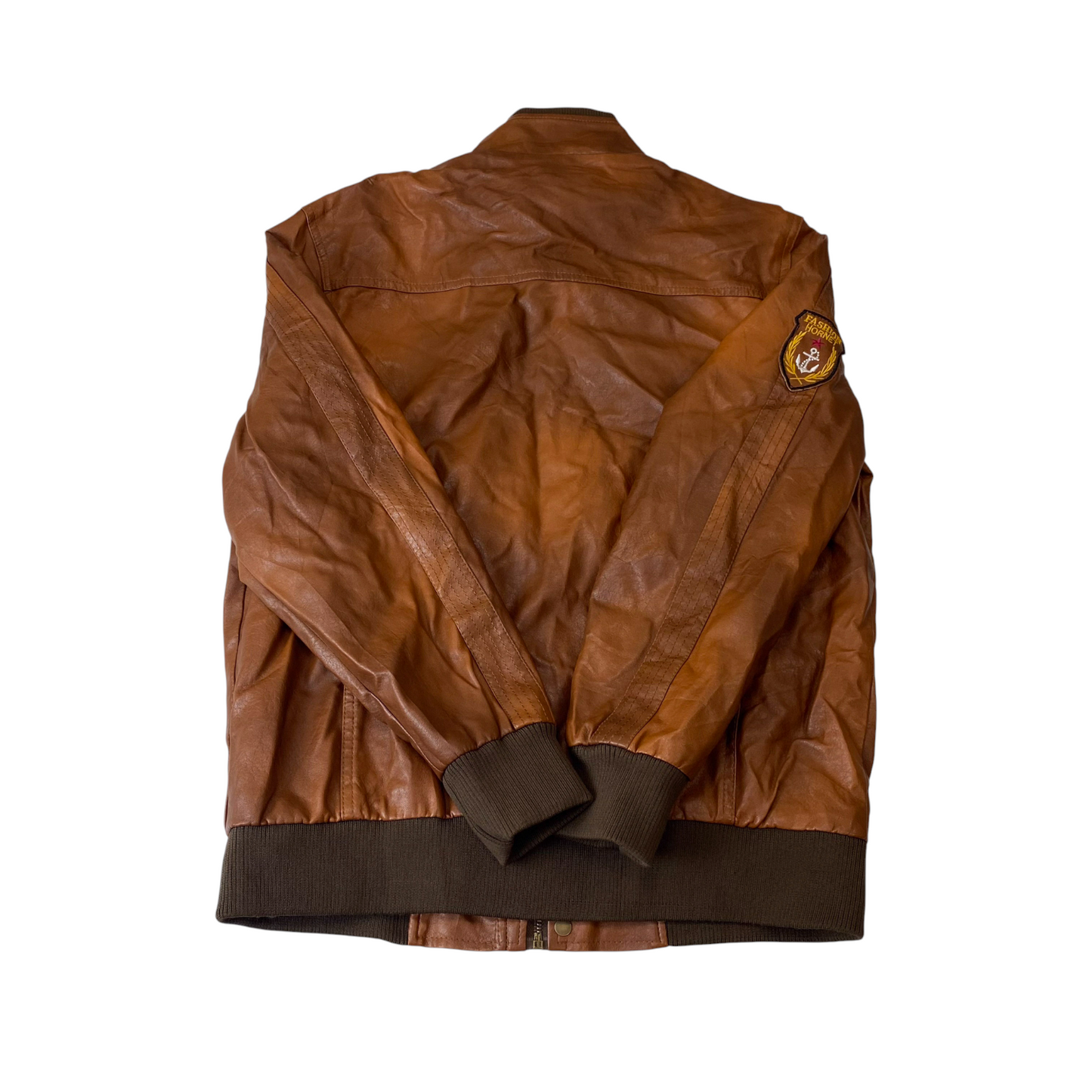 U.S. Army Jacket Mens M Brown Genuine Leather Detailed Pockets Long Sleeve