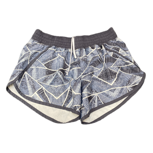 Running Shorts Womens Small 27" Waist Grey Blue Pattern Dolphin Hem Drawstring