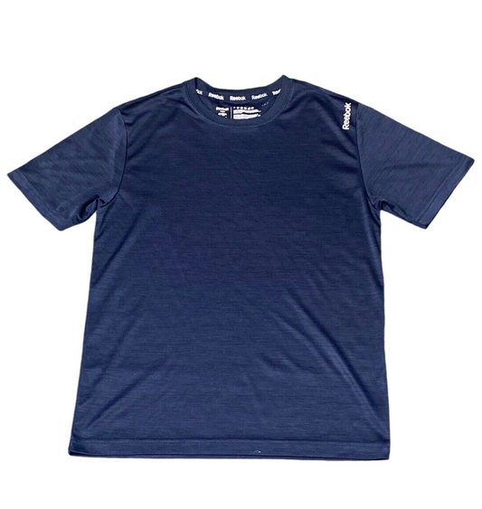 Reebook T-Shirt Mens Small Navy 100% polyester Activewear Crew Neck Pullover Tee