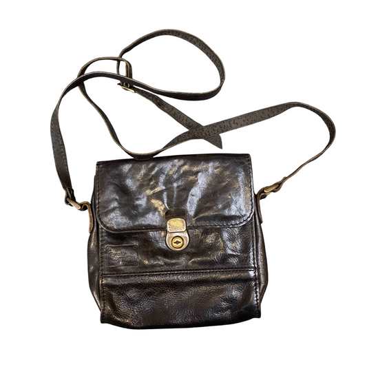 Renato Bernatini Crossbody Bag Womens Dark Brown Leather Clasp Flap Closure