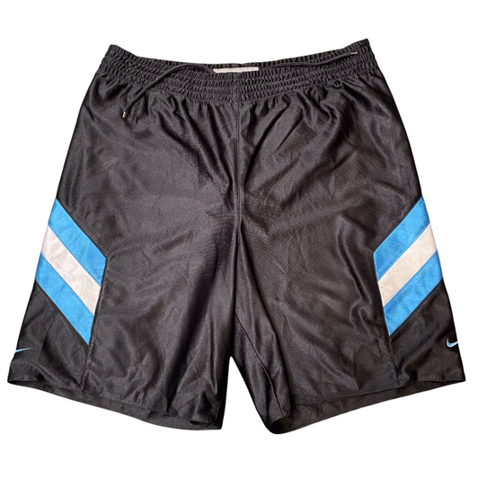 Nike Running Shorts Mens 35W Black Satin Swoosh Logo Elastic Waist Drawstring