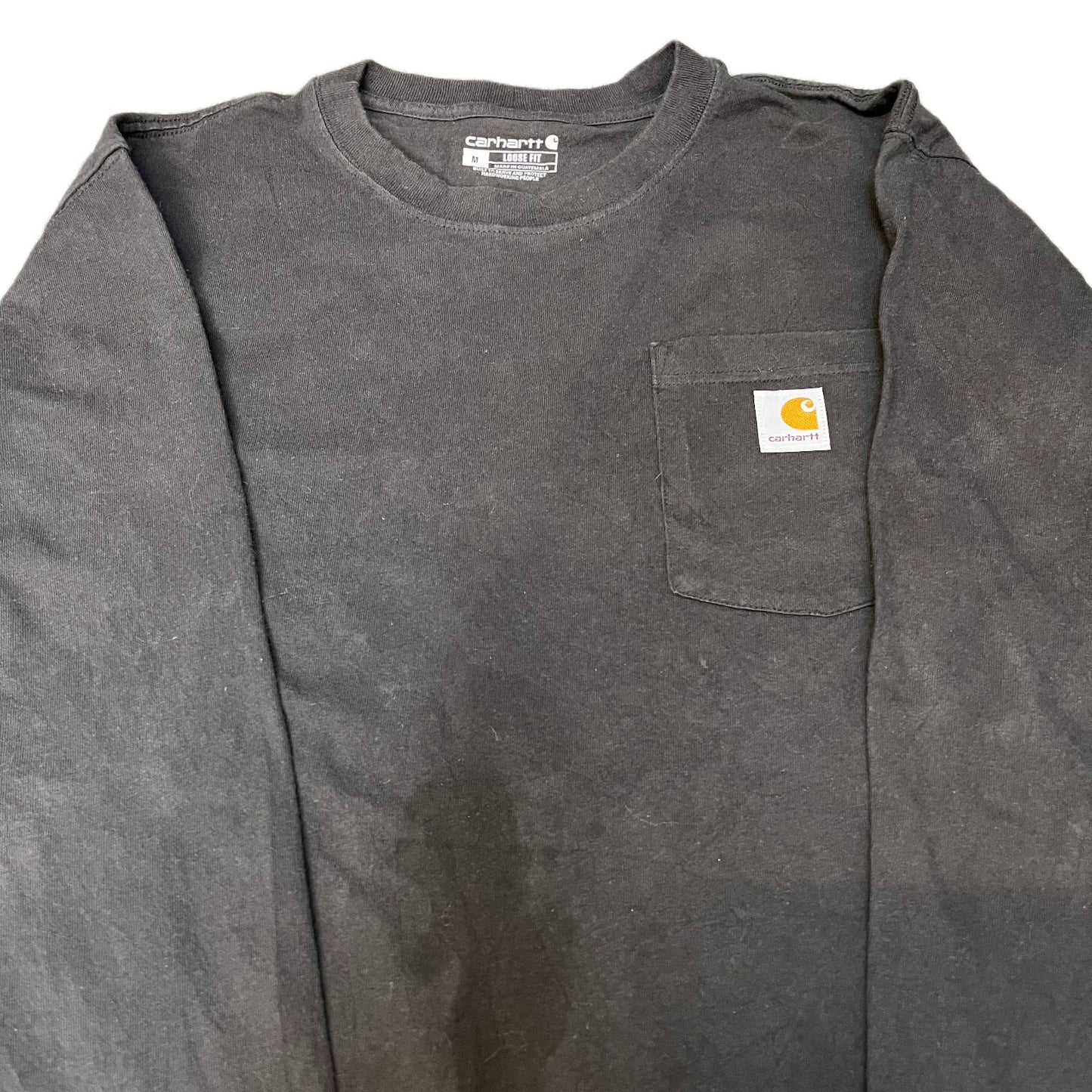 Carhartt Pocket T-Shirt Mens M Black Loose Fit Long Sleeve Pullover Summer Tee