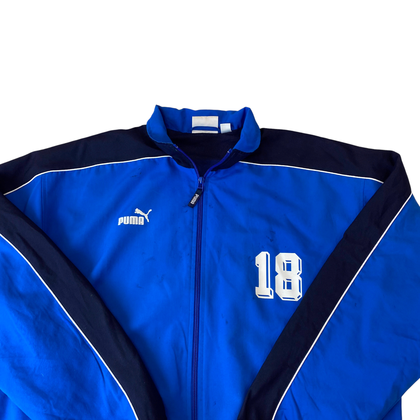 PUMA Track Jacket Mens XL Blue Pockets Long Sleeve Workout Training Full Zip