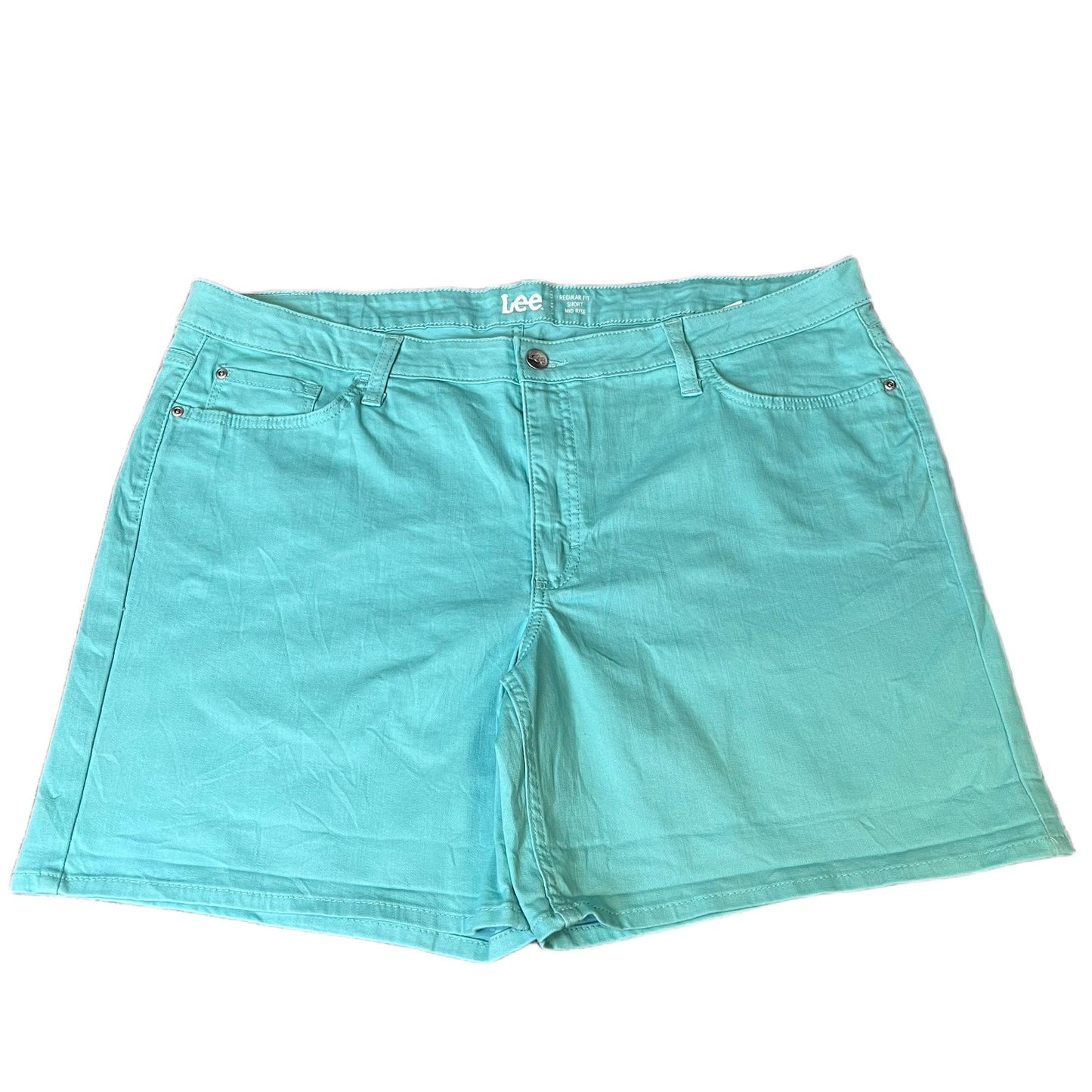 Lee Jean Shorts Fits as Women 2XL 41" Waist Turquoise Denim Mid Rise Regular Fit