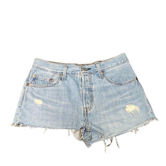 Levi's 501 Cut Off Shorts Fits as Womens Medium 29" Waist Blue Denim Distressed