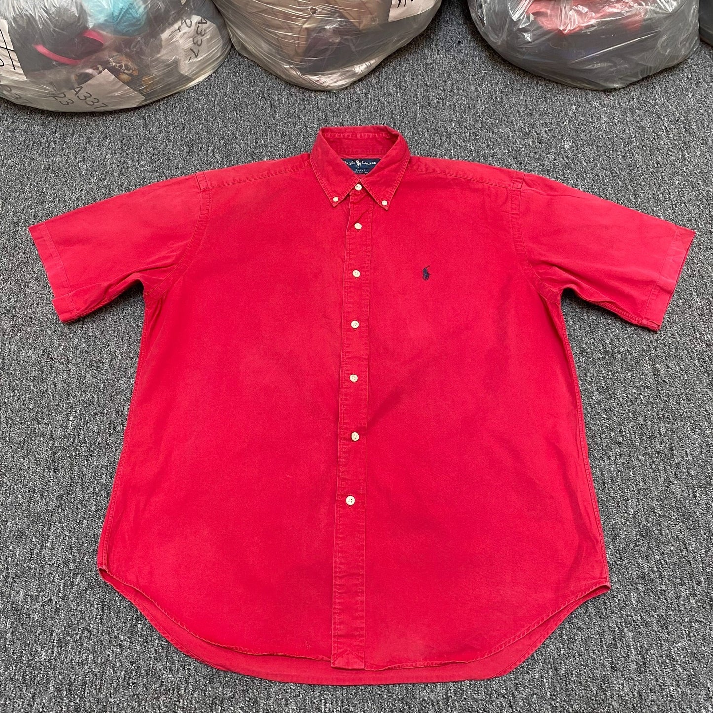 Ralph Lauren Shirt Mens M Red Blake Short Sleeve Pony Logo Button Down
