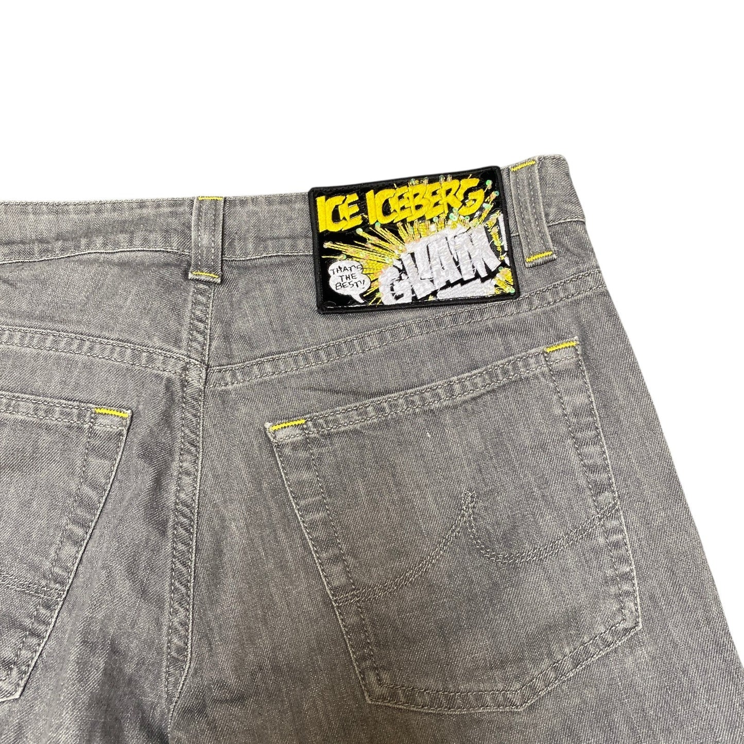 Iceberg Jeans Fits as Women 28" Waist Grey Denim Stretch Streetwear Straight Leg
