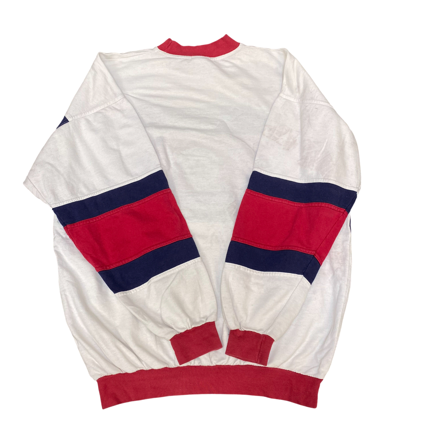 No Problem Sweatshirt Mens Medium Multi Stripes Long Sleeve Crew Neck Pullover