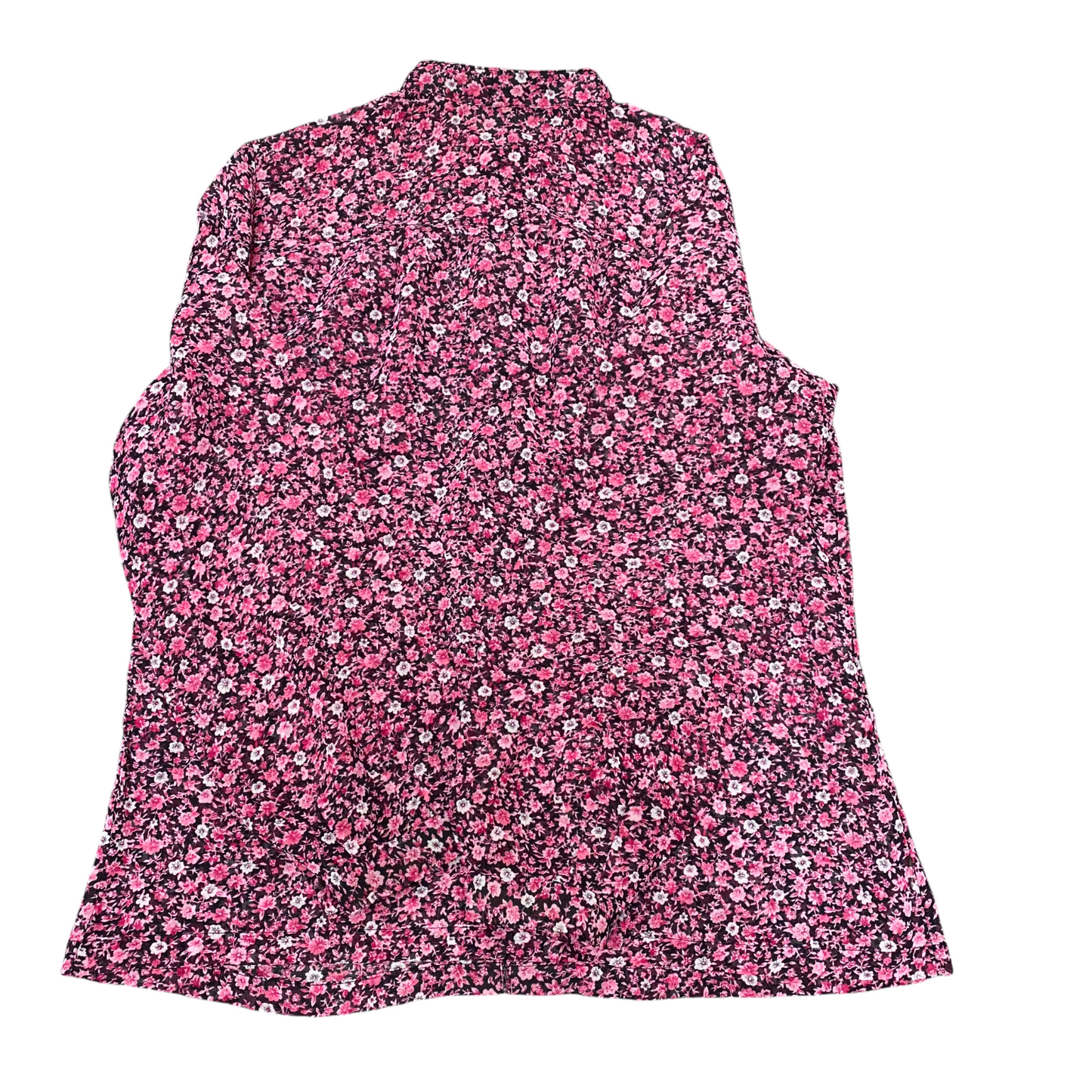 Shirt Top Womens M Pink Ditsy Floral Linen Long Sleeve Button Down Outdoor