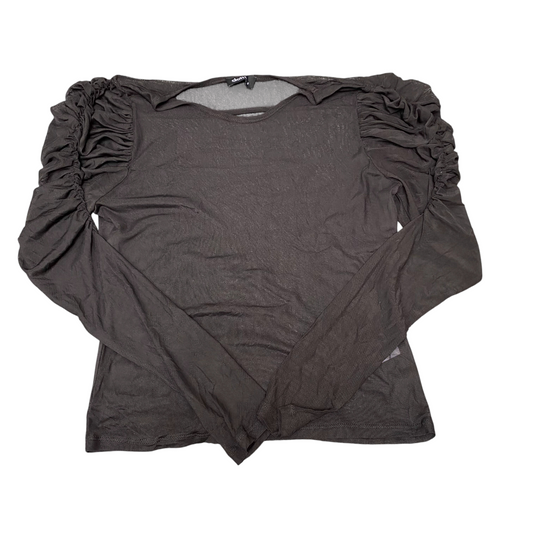 Blouse Top Womens S Black Sheer Long Ruched Sleeve Stretch Pullover Outdoor