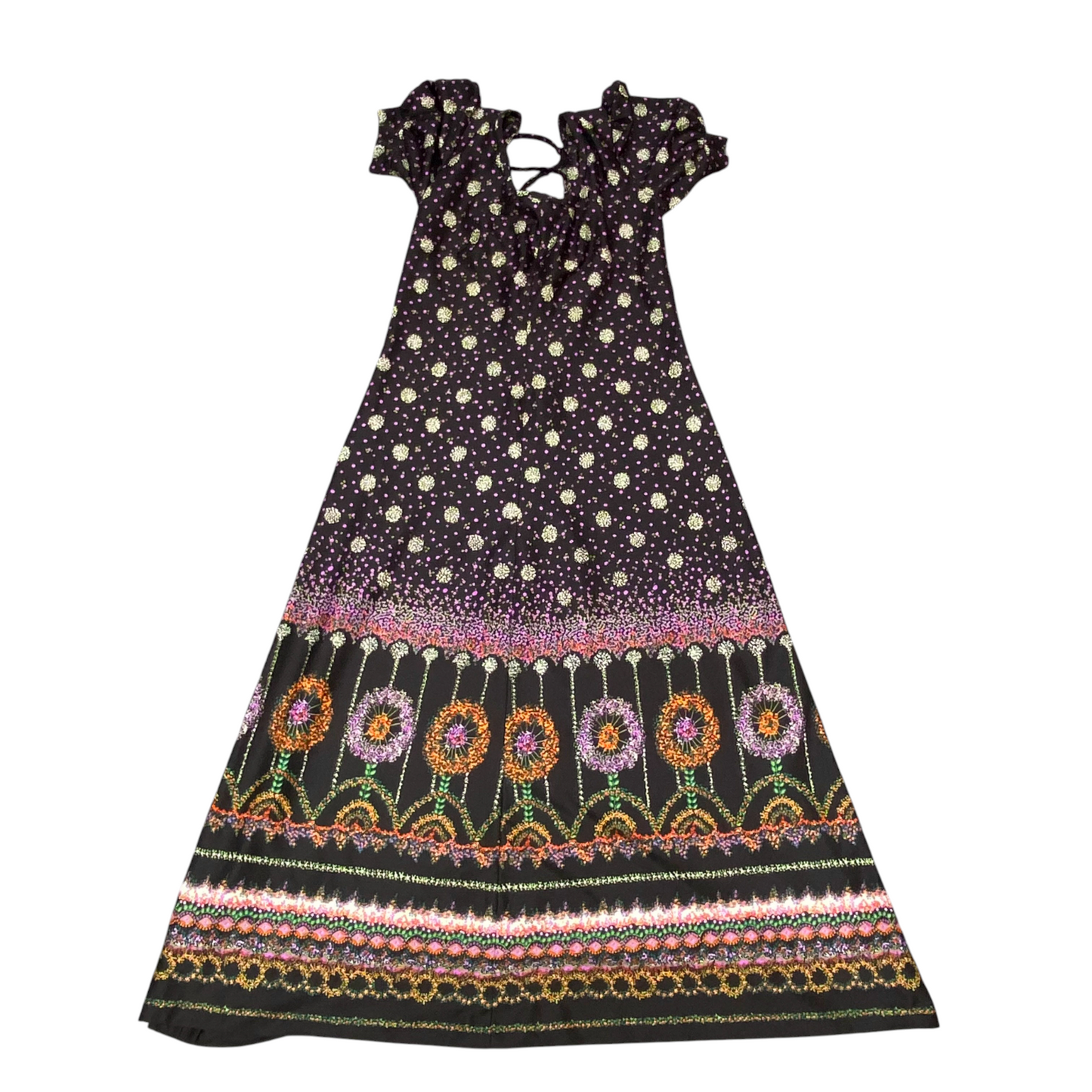 Long Maxi Dress Womens S Multi Polka Dot Short Sleeve Criss Cross Back Outdoor