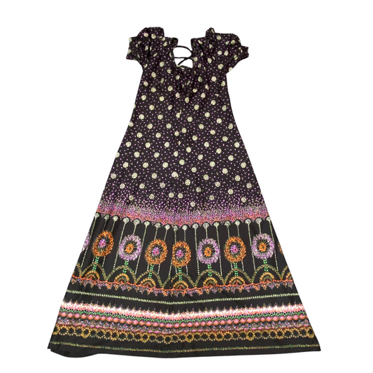 Long Maxi Dress Womens S Multi Polka Dot Short Sleeve Criss Cross Back Outdoor